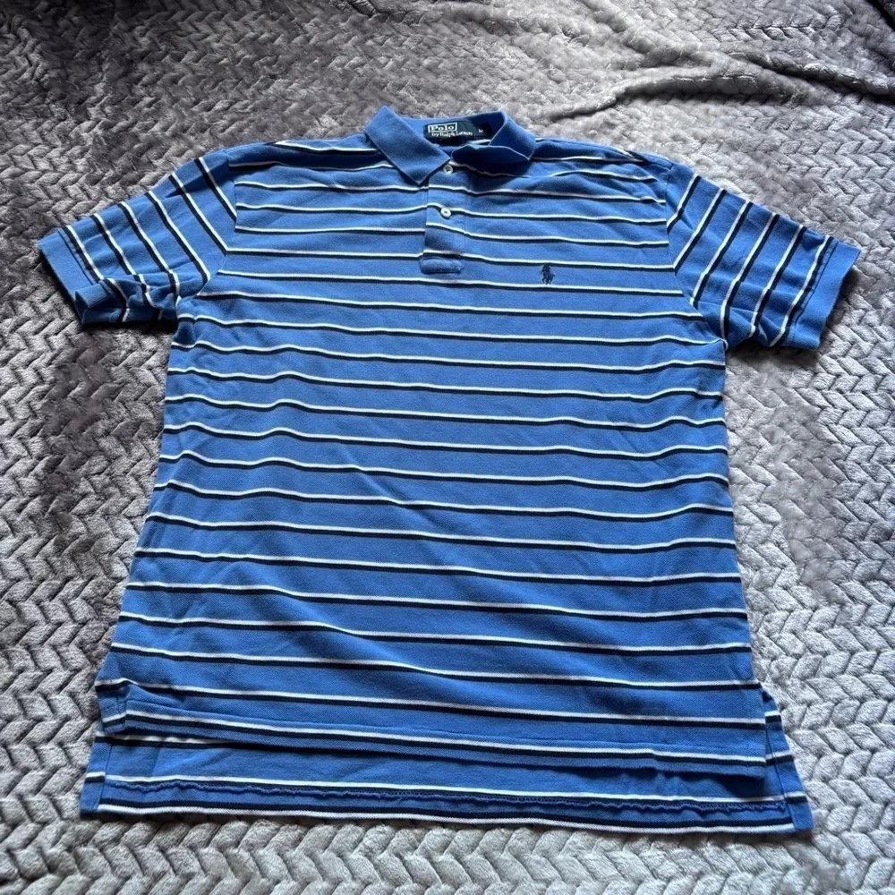 ⭐️⭐️⭐️Men’s Polo by Ralph Lauren baby blue navy striped polo size Medium